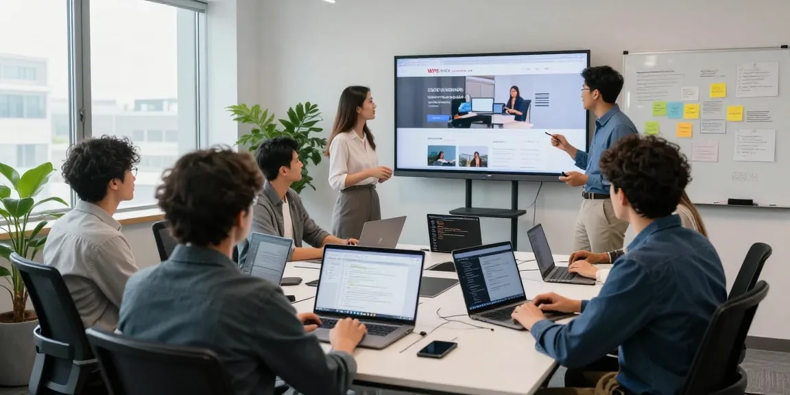 Collaborative team discussing WPS Official Website features in a modern office.
